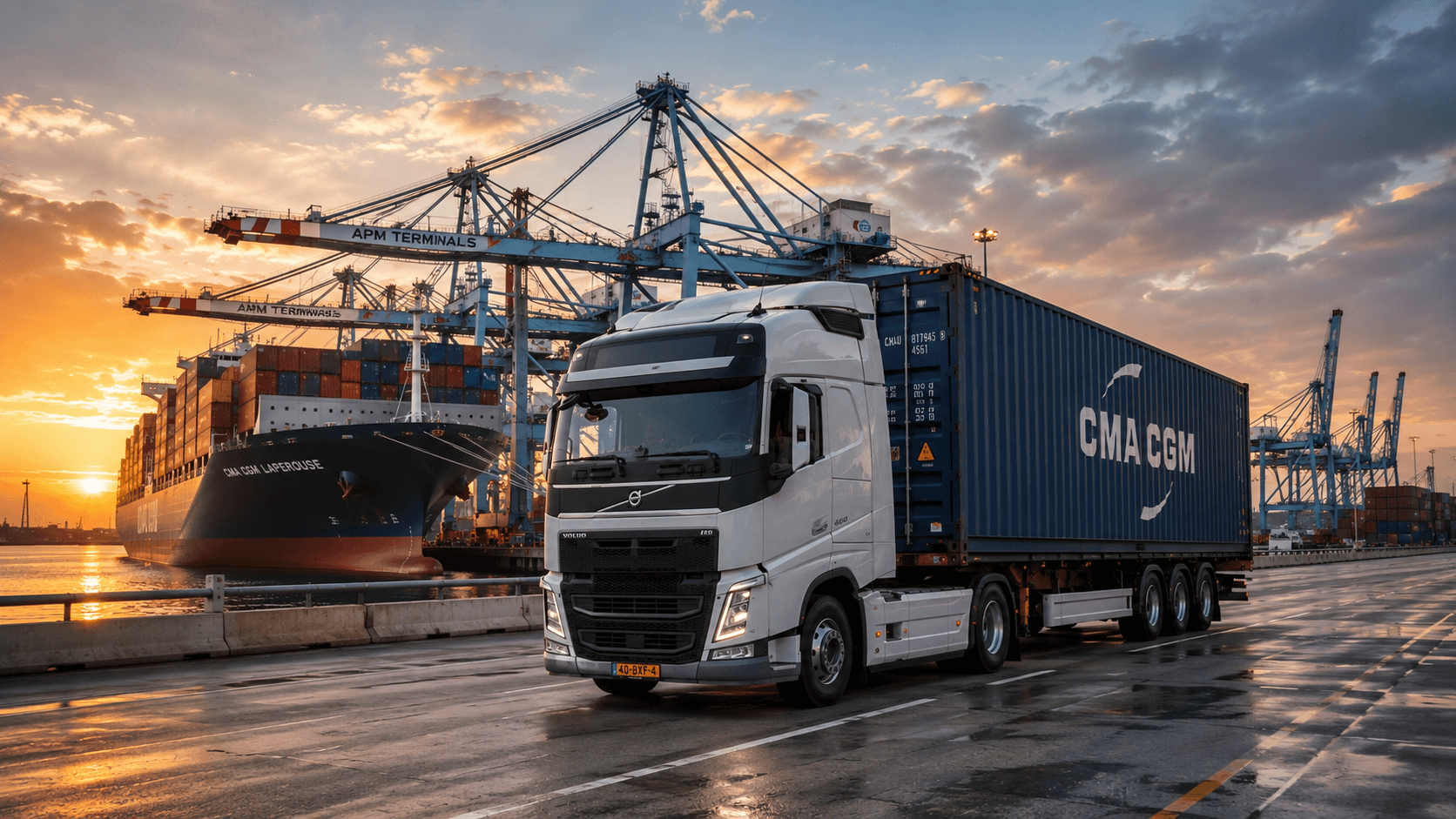 Container transport operations near terminal